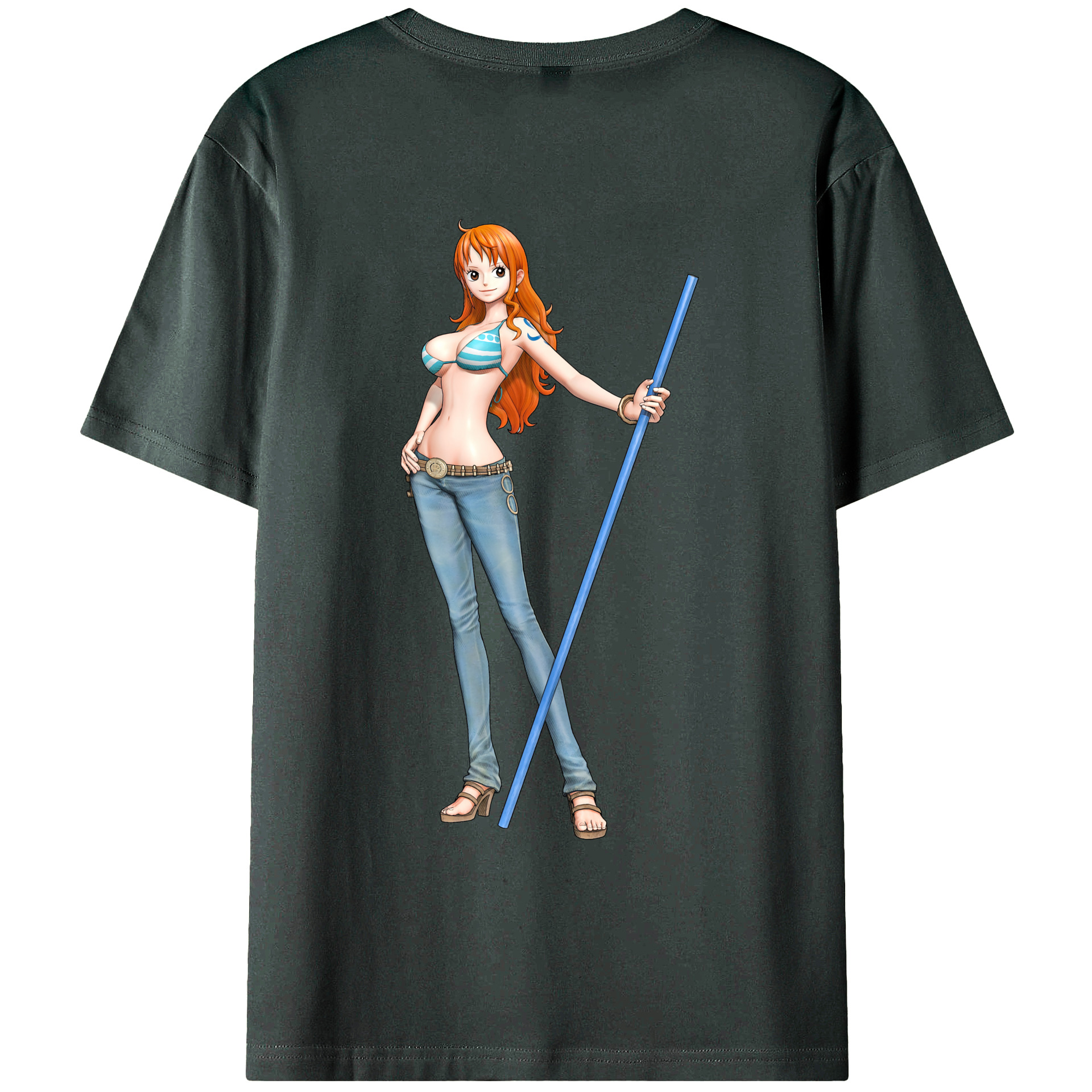 （画像用） ワンピース ナミ ONE PIECE Nami 綿100％ メンズ半袖Tシャツ（バックプリント） 通気性